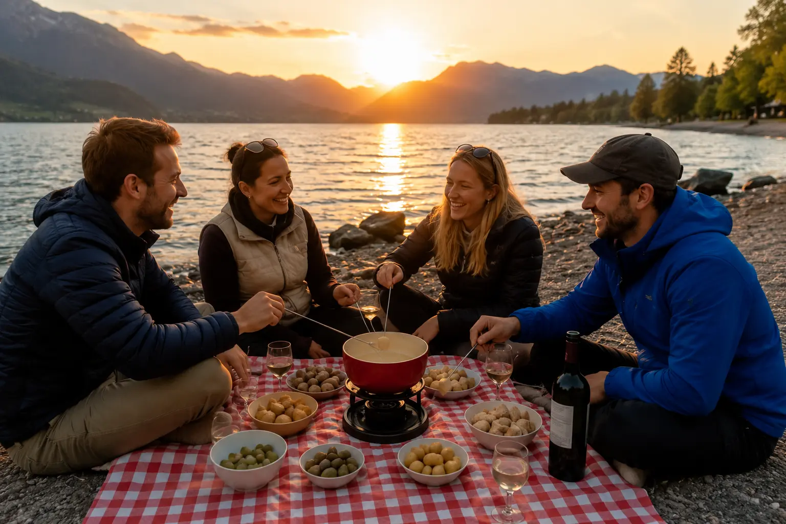 Sunset Walk: Fondue Backpack & Castle Ruins - Interlaken